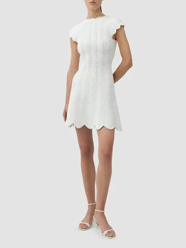 Simkhai Women's Evalynn Scallop Mini Dress - Ivory - Size XL | Thumbnail 2 Simkhai Women's Evalynn Scallop Mini Dress - Ivory - Size XL | Thumbnail 2