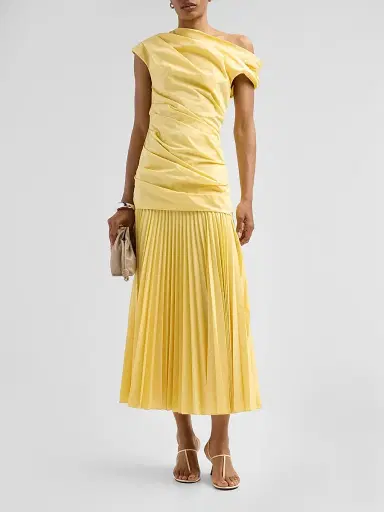 Simkhai Women's Ammalie Ruched Midi Dress - Golden Haze - Size 14 | Thumbnail 2