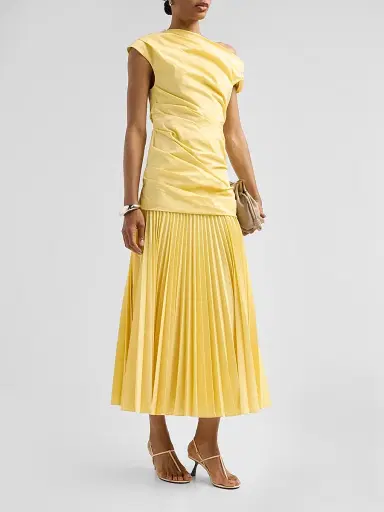 Simkhai Women's Ammalie Ruched Midi Dress - Golden Haze - Size 14 | Thumbnail 4