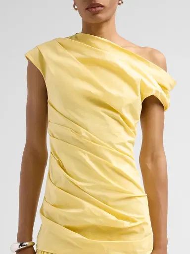 Simkhai Women's Ammalie Ruched Midi Dress - Golden Haze - Size 14 | Thumbnail 5