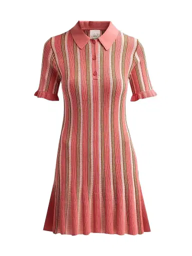 Cinq à Sept Women's Keaton Striped Knit Polo Mini Dress - Dried Rosehip | Thumbnail 1