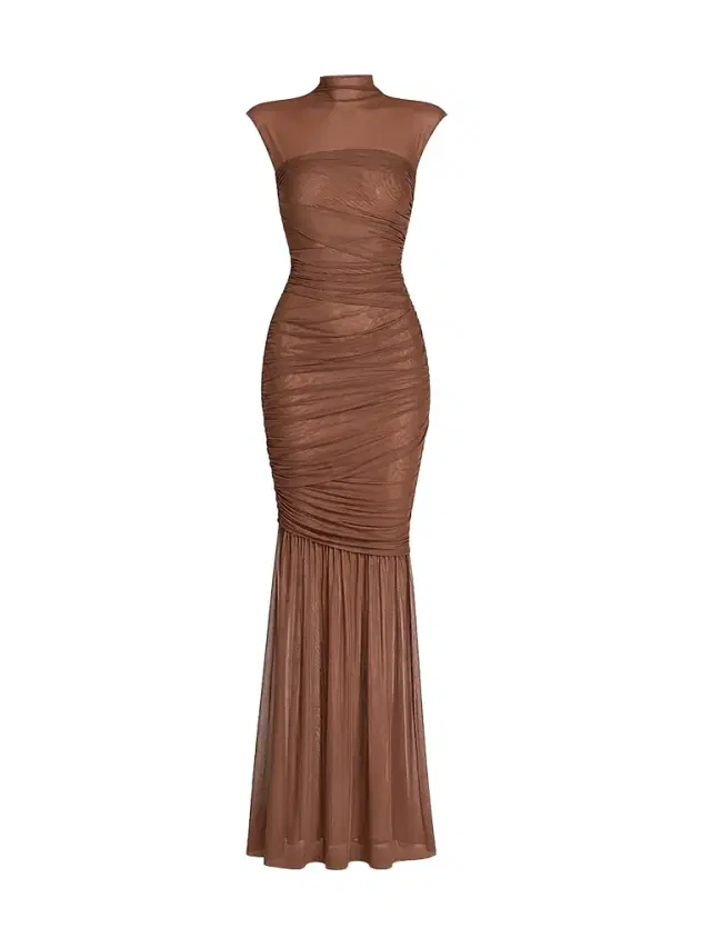 SEROYA Women's Rosie Drape Maxi Dress - Cocoa Brown