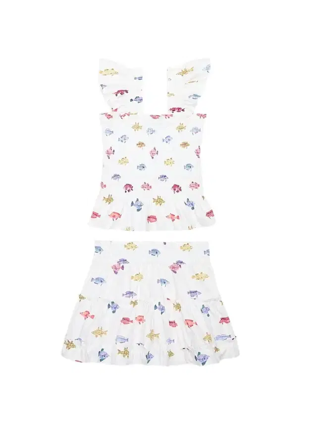 Hill House Home Little Girl's and Girl's Tiny Paz Nap Set - White Rainbow Fish