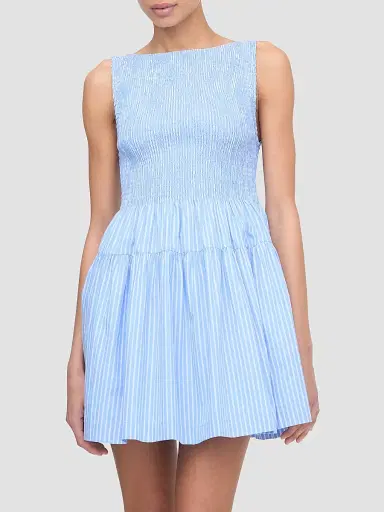 Hill House Home Women's The Cosima Mini Nap Dress - Blue Stripe - Size XXL | Thumbnail 2