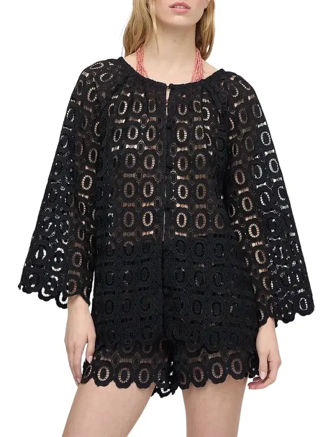 Hill House Home Women's The Enella Tunic Top - Black Broderie