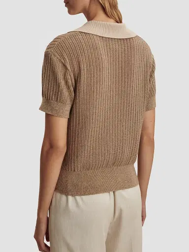 Varley Women's Perrine Cotton Polo Sweater - Sepia Twist | Thumbnail 6