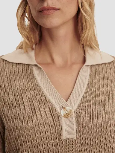 Varley Women's Perrine Cotton Polo Sweater - Sepia Twist | Thumbnail 8