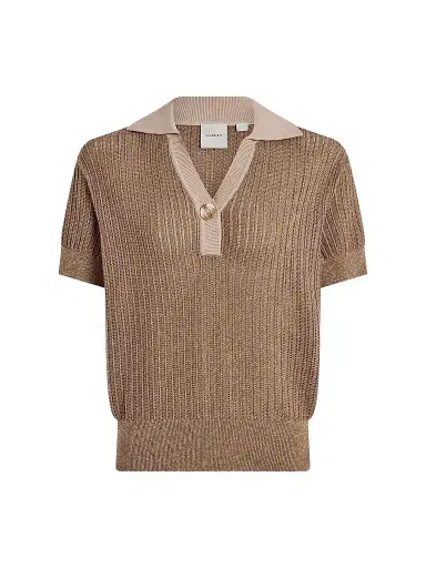 Varley Women's Perrine Cotton Polo Sweater - Sepia Twist | Thumbnail 1