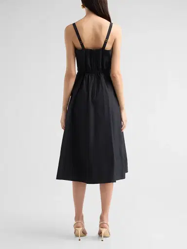 L'AGENCE Women's Ayela A-Line Midi Dress - Black Gold | Thumbnail 3 L'AGENCE Women's Ayela A-Line Midi Dress - Black Gold | Thumbnail 3