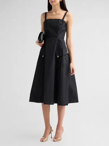 L'AGENCE Women's Ayela A-Line Midi Dress - Black Gold | Thumbnail 4 L'AGENCE Women's Ayela A-Line Midi Dress - Black Gold | Thumbnail 4