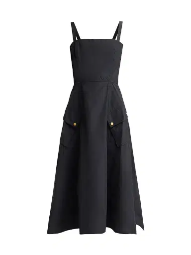 L'AGENCE Women's Ayela A-Line Midi Dress - Black Gold | Thumbnail 1 L'AGENCE Women's Ayela A-Line Midi Dress - Black Gold | Thumbnail 1
