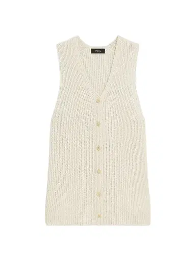 Theory Women's Full Cardi Rib-Knit Cotton Vest - | Thumbnail 1 Theory Women's Full Cardi Rib-Knit Cotton Vest - | Thumbnail 1