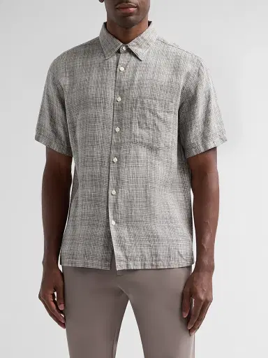 Theory Men's Irving Plaid Linen Shirt | Thumbnail 4 Theory Men's Irving Plaid Linen Shirt | Thumbnail 4