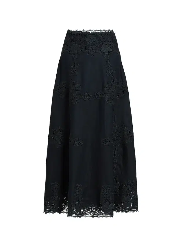 Ulla Johnson Women's Fleur Embroidered Linen Midi Skirt - Noir