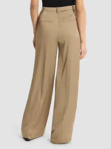 Theory Women's Elasticized Waistband Satin Wide-Leg Pants - Mocha Taupe - Size 16 | Thumbnail 3