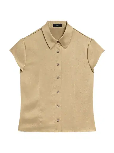 Theory Women's Satin Button-Front Shirt - Mocha Taupe | Thumbnail 1 Theory Women's Satin Button-Front Shirt - Mocha Taupe | Thumbnail 1