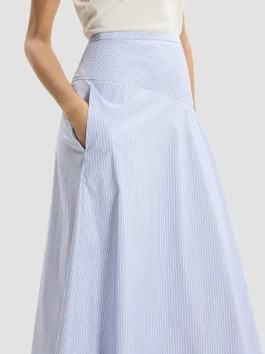 Theory Women's Striped Cotton-Blend Maxi Skirt - Blue Multi | Thumbnail 5 Theory Women's Striped Cotton-Blend Maxi Skirt - Blue Multi | Thumbnail 5