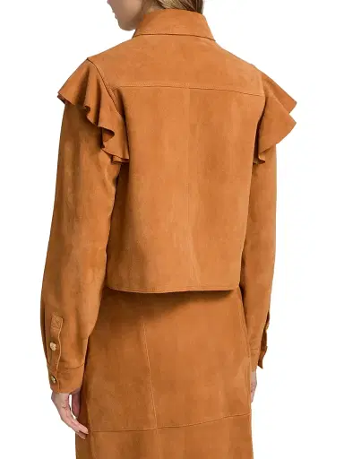 Ulla Johnson Women's Matilde Ruffle Suede Jacket - Cognac - Size Large | Thumbnail 5
