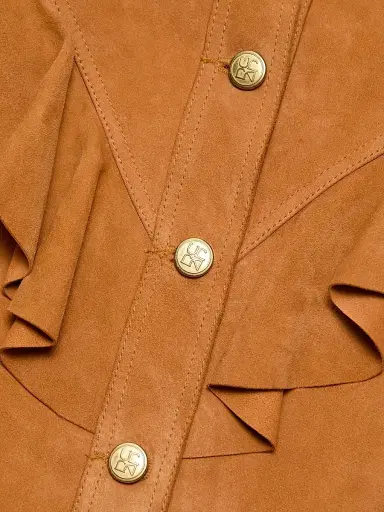 Ulla Johnson Women's Matilde Ruffle Suede Jacket - Cognac - Size Large | Thumbnail 7