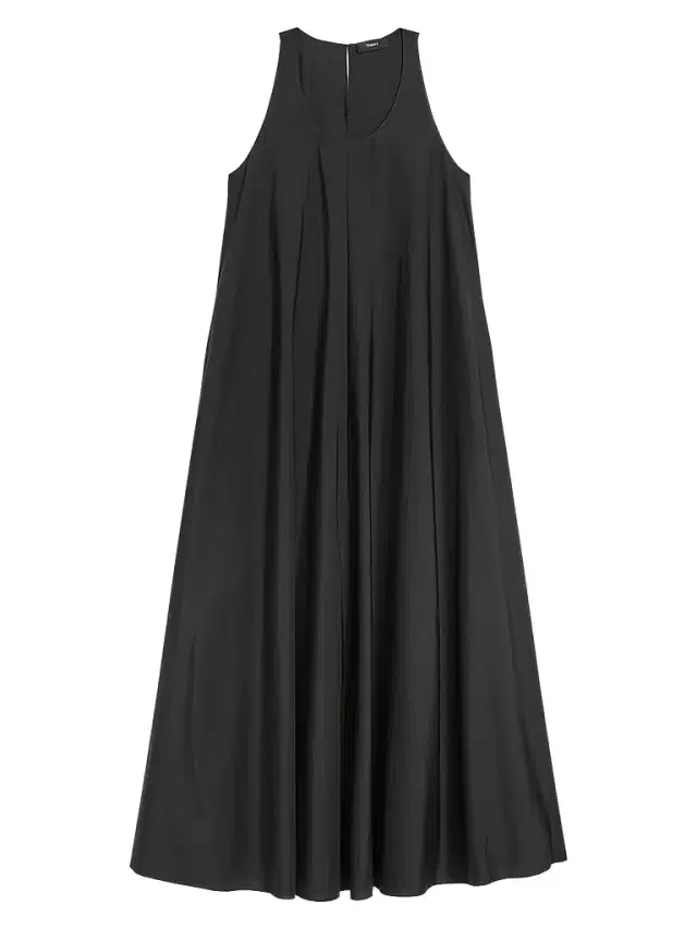 Theory Women's Scoopneck Cotton-Blend A-Line Maxi Dress - Black