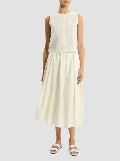 Theory Women's Striped Cotton Poplin Top - Ivory - Size XL | Thumbnail 2