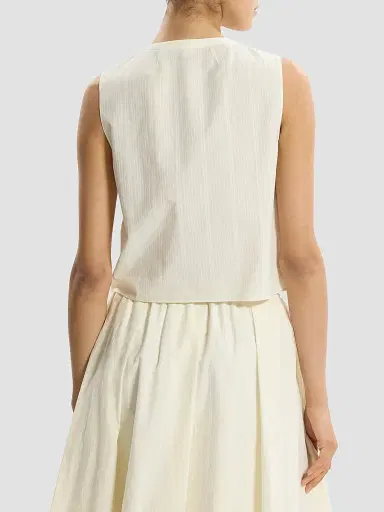Theory Women's Striped Cotton Poplin Top - Ivory - Size XL | Thumbnail 3