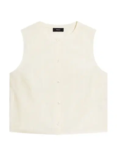 Theory Women's Striped Cotton Poplin Top - Ivory - Size XL | Thumbnail 1