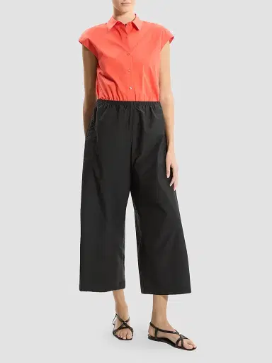 Theory Women's Cotton-Blend Wide-Leg Crop Pants - Black | Thumbnail 2 Theory Women's Cotton-Blend Wide-Leg Crop Pants - Black | Thumbnail 2