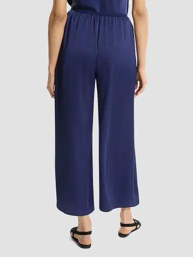 Theory Women's Pleated Satin Wide-Leg Pants - Sapphire Navy | Thumbnail 3 Theory Women's Pleated Satin Wide-Leg Pants - Sapphire Navy | Thumbnail 3