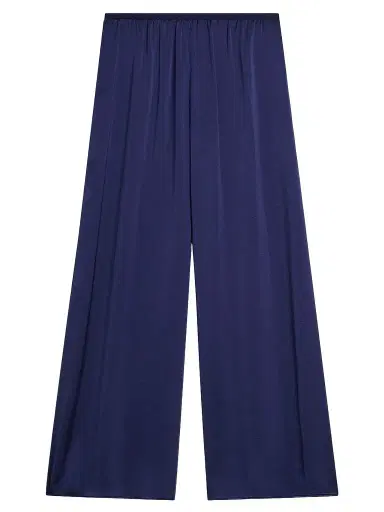 Theory Women's Pleated Satin Wide-Leg Pants - Sapphire Navy | Thumbnail 1 Theory Women's Pleated Satin Wide-Leg Pants - Sapphire Navy | Thumbnail 1