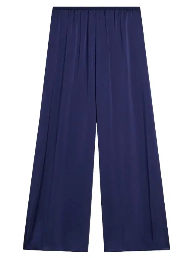 Theory Women's Pleated Satin Wide-Leg Pants - Sapphire Navy