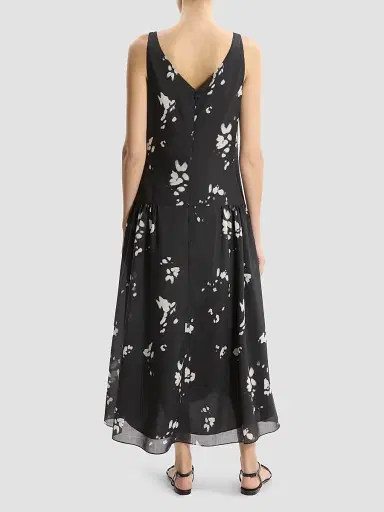 Theory Women's Floral Drop-Waist Midi Dress - Black Multi | Thumbnail 3 Theory Women's Floral Drop-Waist Midi Dress - Black Multi | Thumbnail 3