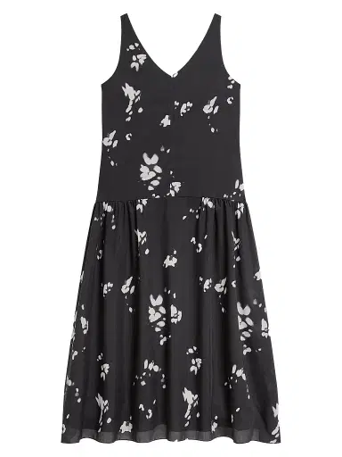 Theory Women's Floral Drop-Waist Midi Dress - Black Multi | Thumbnail 1 Theory Women's Floral Drop-Waist Midi Dress - Black Multi | Thumbnail 1