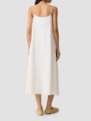 Theory Women's Textured Silk-Blend Midi Slipdress - Ivory - Size Large | Thumbnail 3