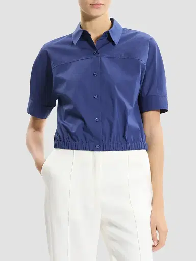Theory Women's Cotton Poplin Shirt - Sapphire Navy | Thumbnail 4 Theory Women's Cotton Poplin Shirt - Sapphire Navy | Thumbnail 4