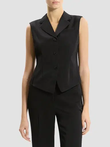 Theory Women's Notch Lapel Cinched Satin Vest - Black - Size 12 | Thumbnail 4