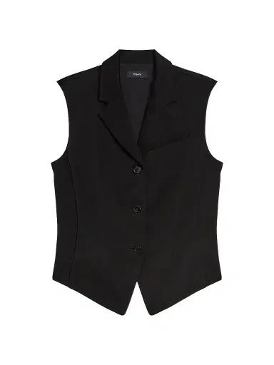 Theory Women's Notch Lapel Cinched Satin Vest - Black - Size 12 | Thumbnail 1