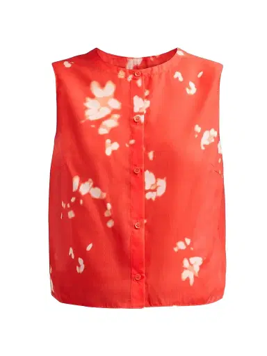 Theory Women's Shadow Floral Sleeveless Shirt - Poppy Multi | Thumbnail 1 Theory Women's Shadow Floral Sleeveless Shirt - Poppy Multi | Thumbnail 1