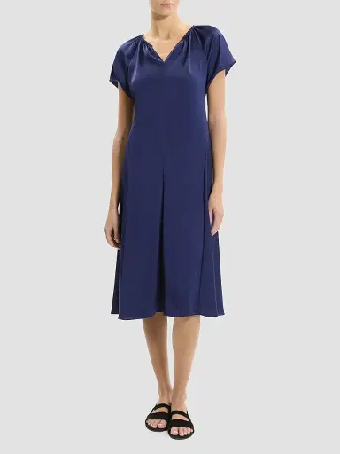 Theory Women's Satin A-Line Midi Dress - Sapphire Navy | Thumbnail 2 Theory Women's Satin A-Line Midi Dress - Sapphire Navy | Thumbnail 2