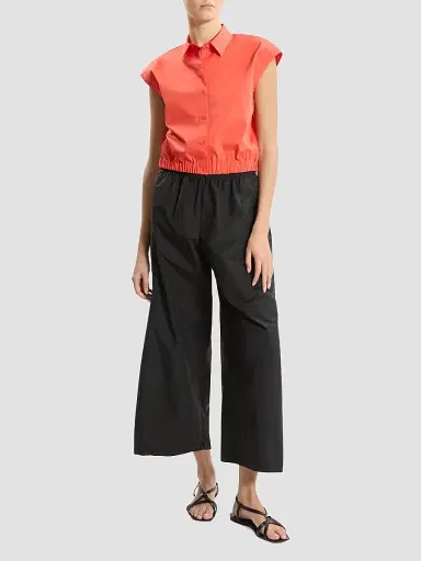 Theory Women's Cotton Poplin Crop Shirt - Poppy | Thumbnail 2 Theory Women's Cotton Poplin Crop Shirt - Poppy | Thumbnail 2