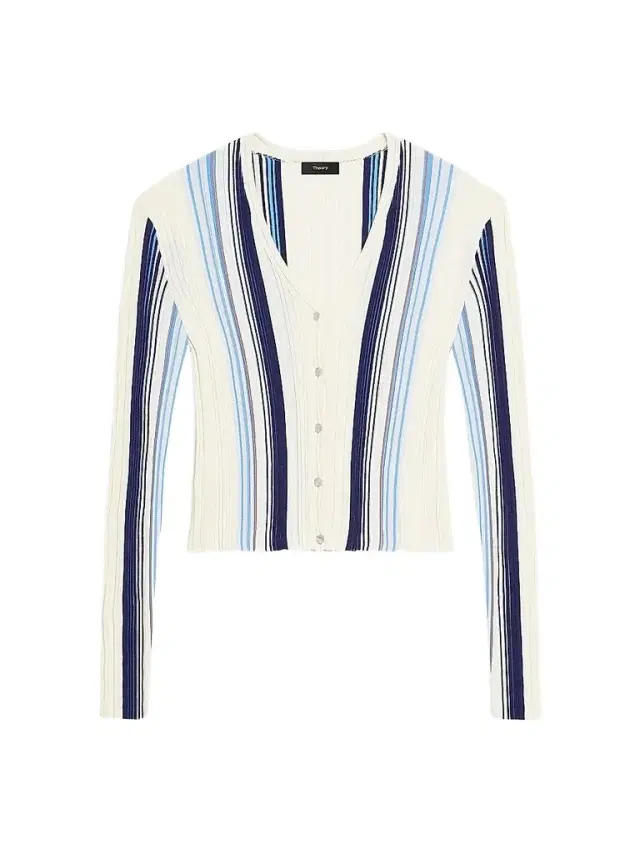 Theory Women's Striped Cotton-Blend Ribbed Cardigan -  Multi