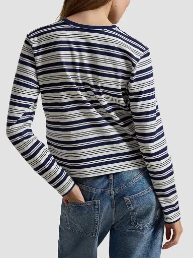 Polo Ralph Lauren Women's Logo Striped Jersey Long-Sleeve T-Shirt | Thumbnail 3
