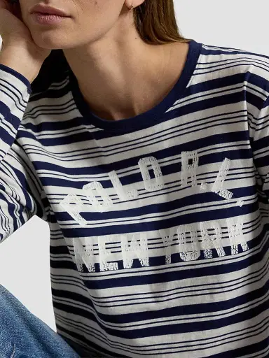 Polo Ralph Lauren Women's Logo Striped Jersey Long-Sleeve T-Shirt | Thumbnail 5
