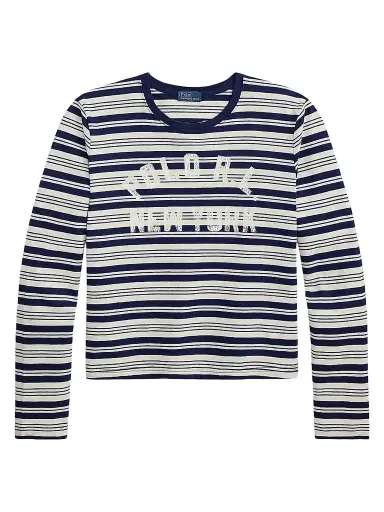 Polo Ralph Lauren Women's Logo Striped Jersey Long-Sleeve T-Shirt | Thumbnail 1