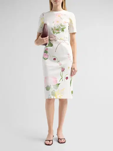 Oscar de la Renta Women's Mixed Botanical Denim Dress | Thumbnail 2