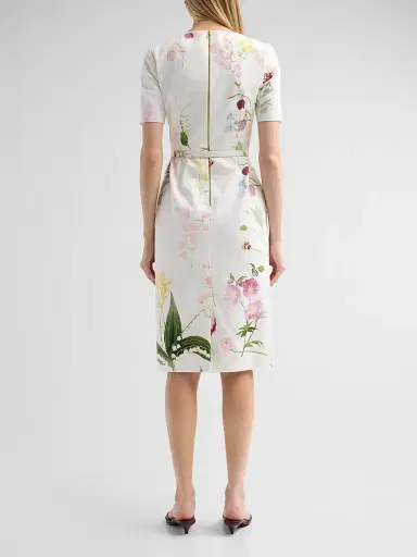 Oscar de la Renta Women's Mixed Botanical Denim Dress | Thumbnail 3