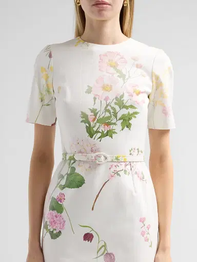 Oscar de la Renta Women's Mixed Botanical Denim Dress | Thumbnail 5