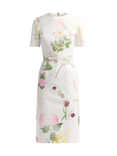 Oscar de la Renta Women's Mixed Botanical Denim Dress | Thumbnail 1
