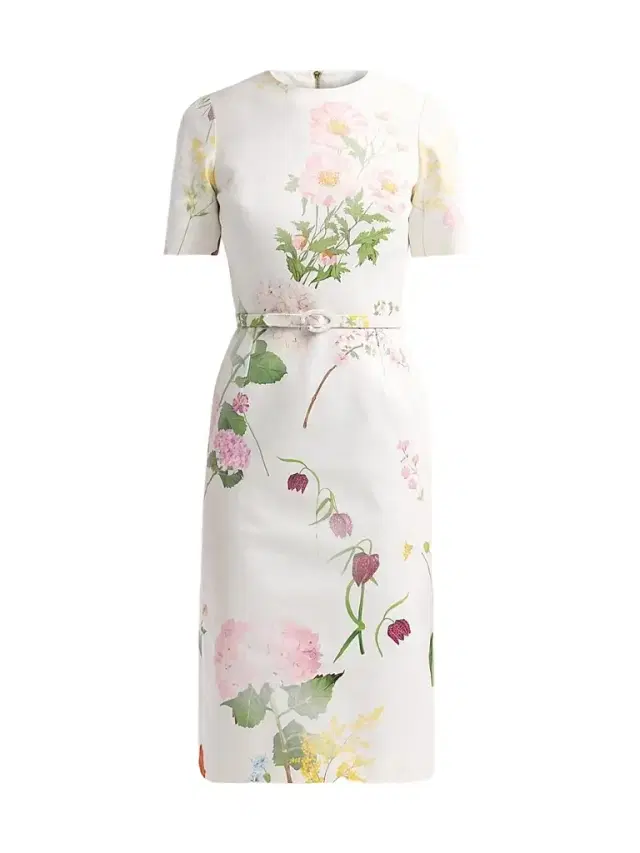 Oscar de la Renta Women's Mixed Botanical Denim Dress - White Multi