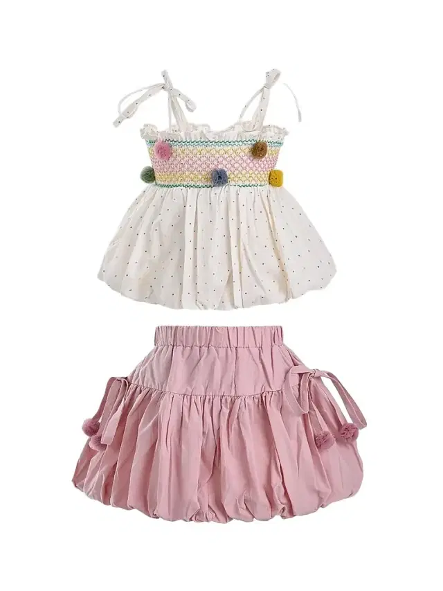 Mimi Tutu Little Girl's & Girl's Pom-Pom Skirt Set - Pink 36 Months